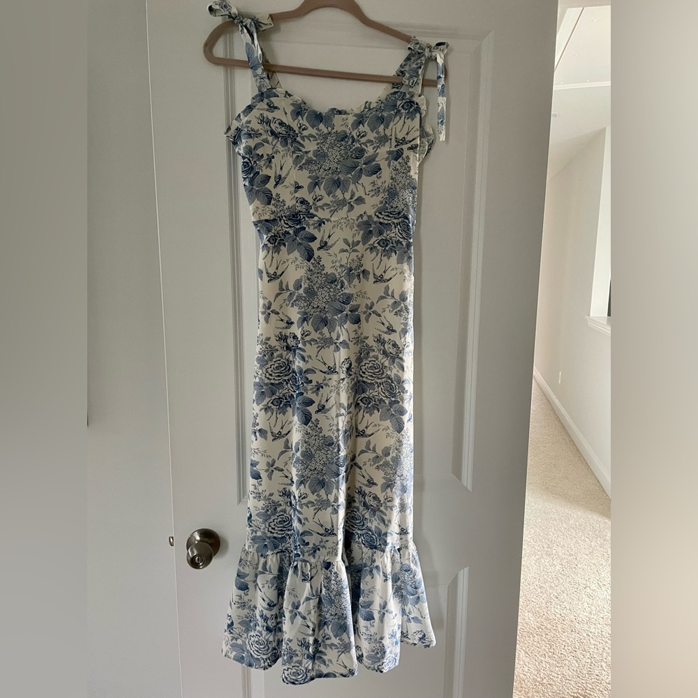 Blue and White floral Dress